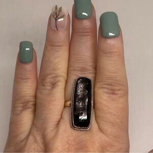 925 Sterling Silver ring black stone